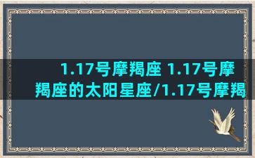 1.17号摩羯座 1.17号摩羯座的太阳星座/1.17号摩羯座 1.17号摩羯座的太阳星座-我的网站